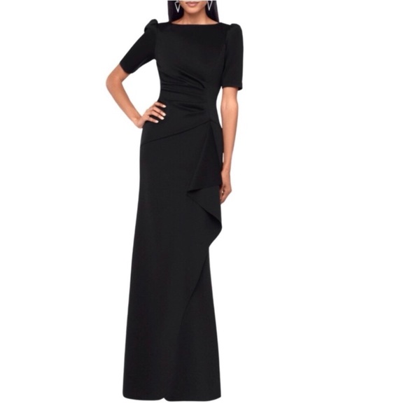 Xscape Dresses & Skirts - Xscape Ruffle Puff Sleeve Dress - Black NWT
